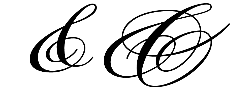 Ampersands for Diane Script (left) and Diane Script Premiere (right).