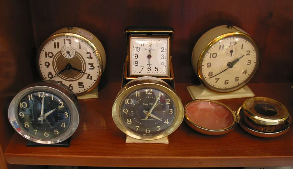 Photo of several antique clocks